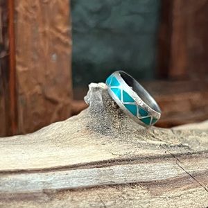 Native American Silver and Turquoise Band Ring